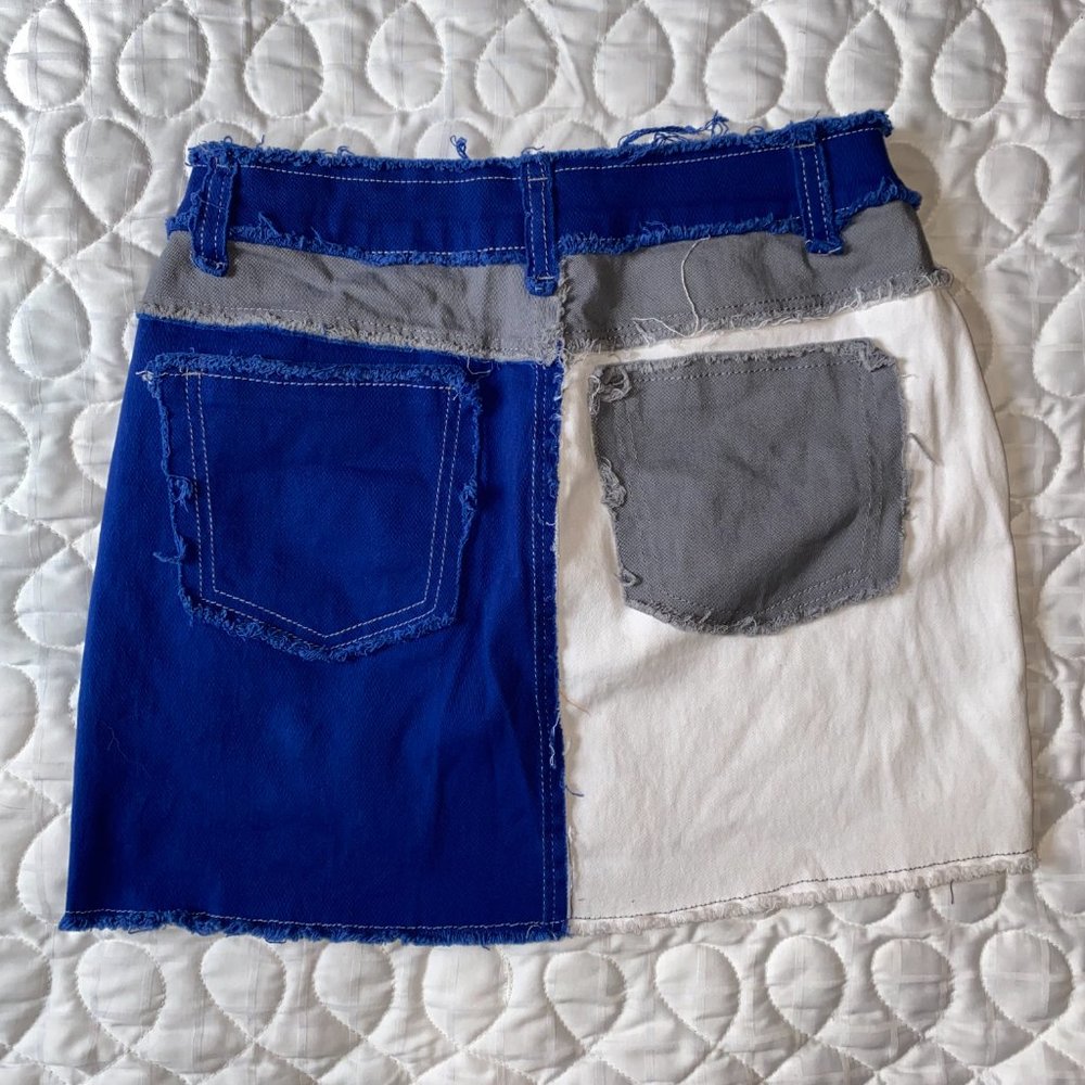 Patchwork Ripped Stretch Denim Skirts - image 4